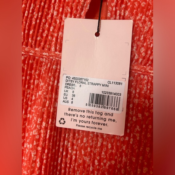 SOLD // NWT Missguided Orange Floral Mini Dress - Picture 4 of 4